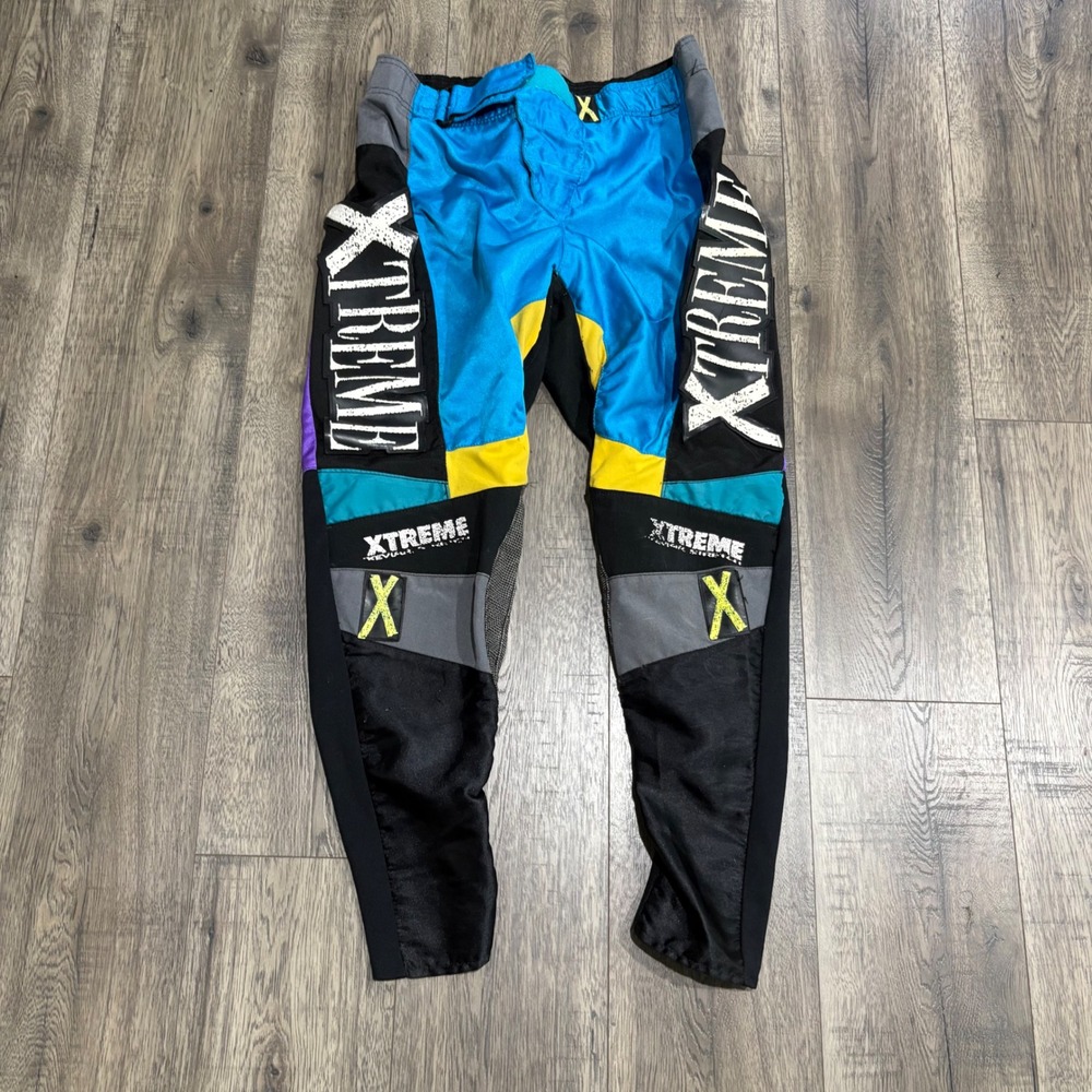 Xtreme Motocross Racing Pants Mens Small 28/32 Blue Purple Vintage Colorblock
